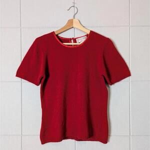 Vintage 90s silk angora fluffy short sleeved sweater top